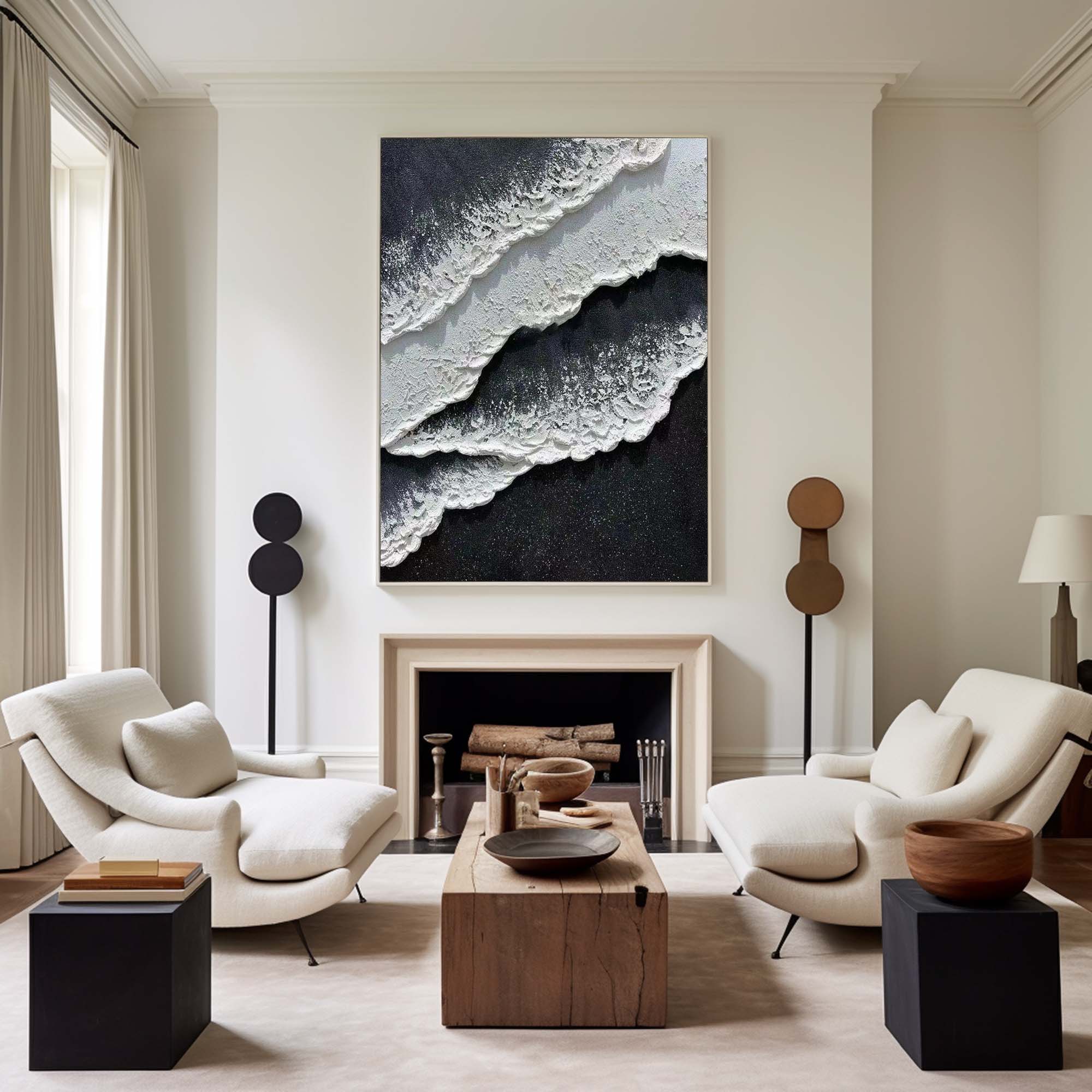 Black And White Seascape Painting