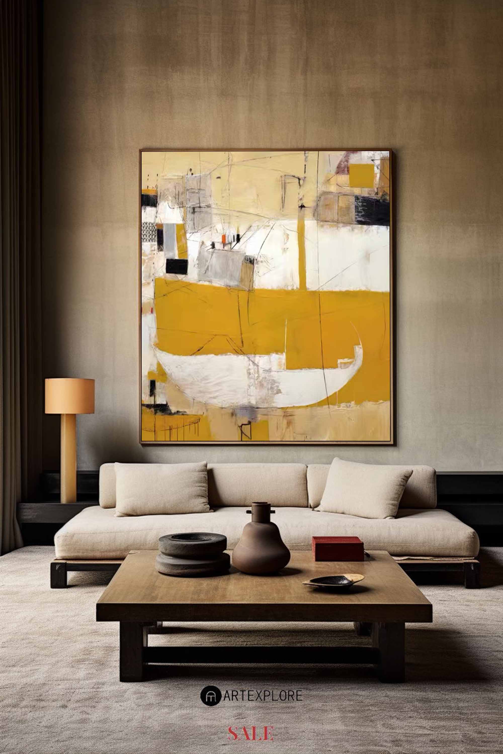 Yellow Abstract Boat Canvas Wall Art