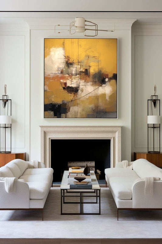 Gold Geometric Abstract Oil Painting