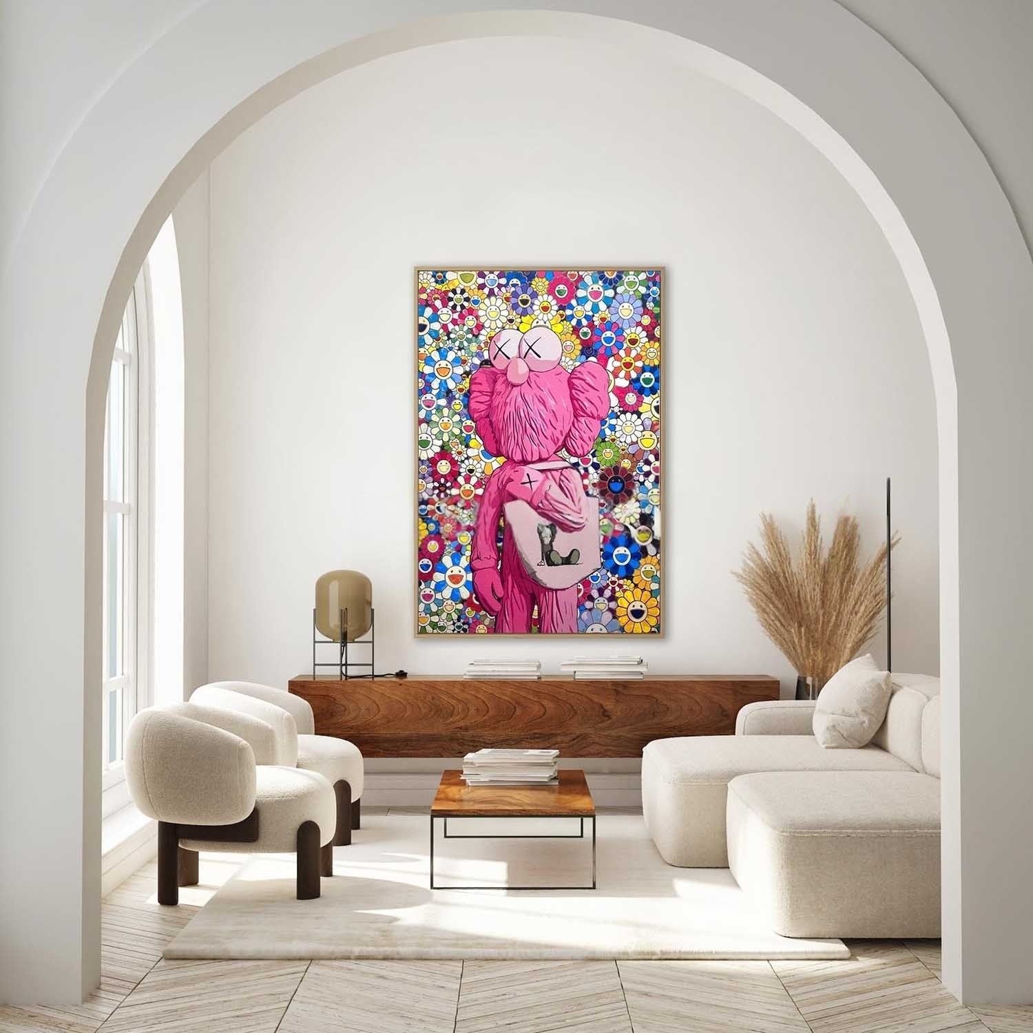 Wall Art Kaws Pink Cartoon Murakami Flower