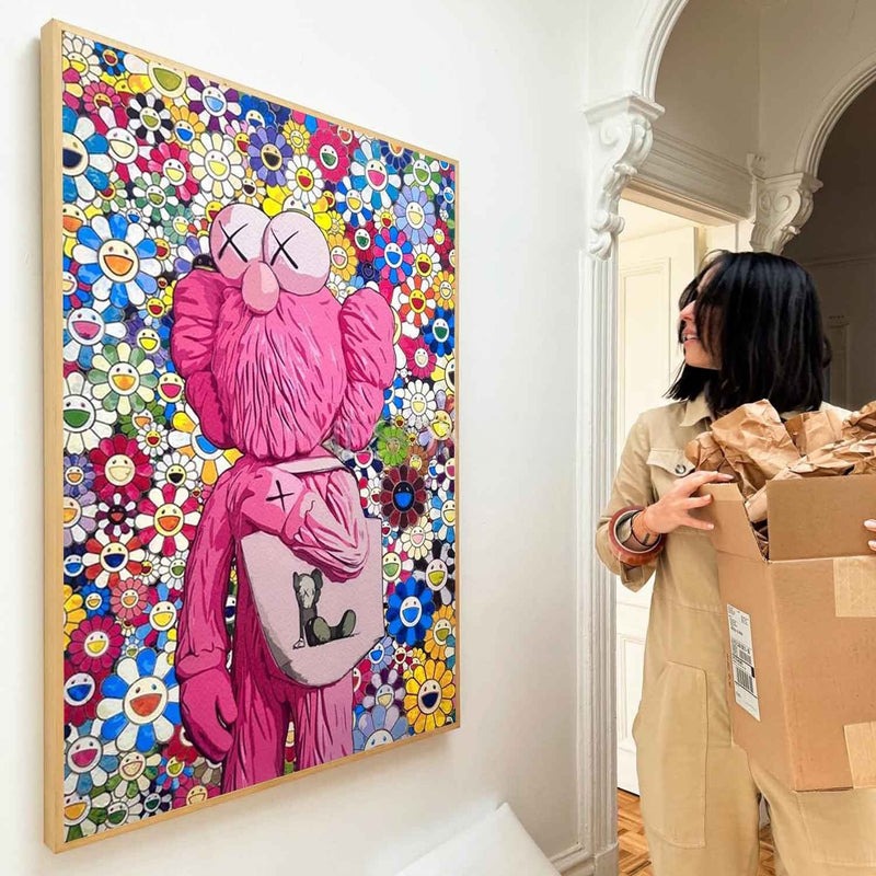 Wall Art Kaws Pink Cartoon Murakami Flower
