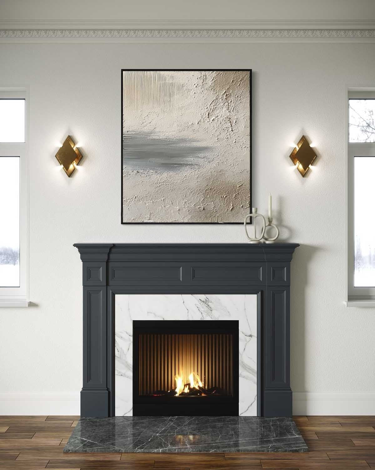 Wall Art Vertical Textured Abstract Landscape Scene Muted Earthy