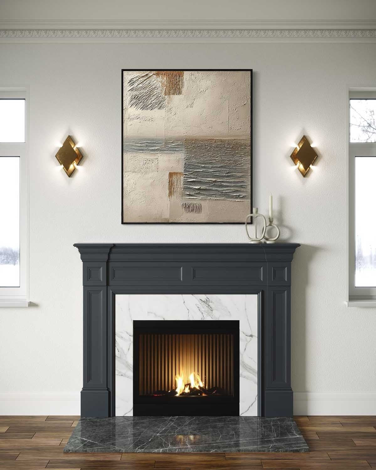 Wall Art Vertical Textured Abstract Landscape Scene Muted