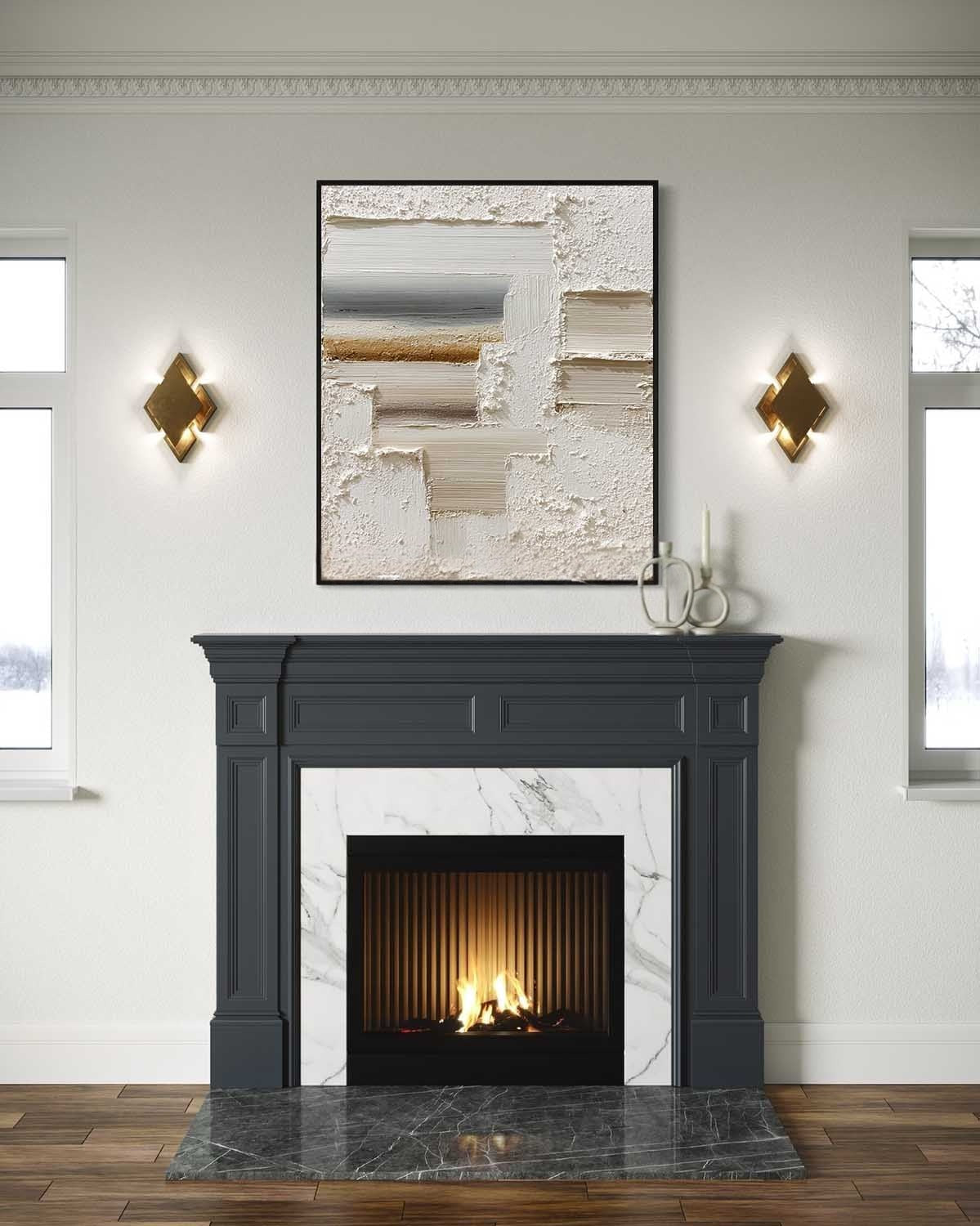 Wall Art Vertical Textured Abstract Geometric Scene Serene