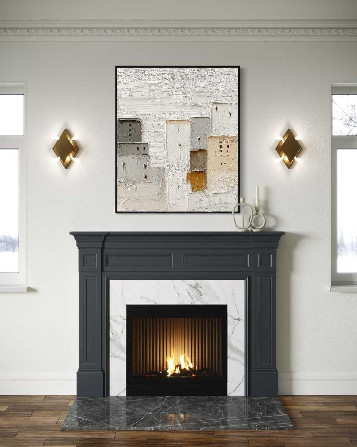 Wall Art Minimalist Cityscape Impasto Neutral