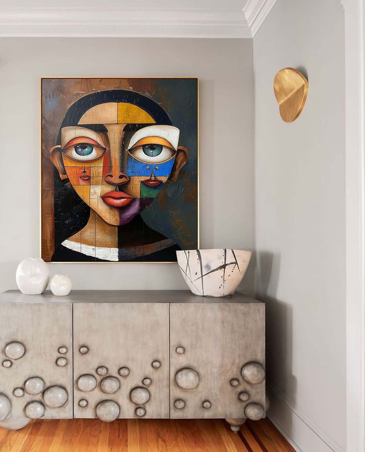 Wall Art Vertical Cubist Portrait Geometric