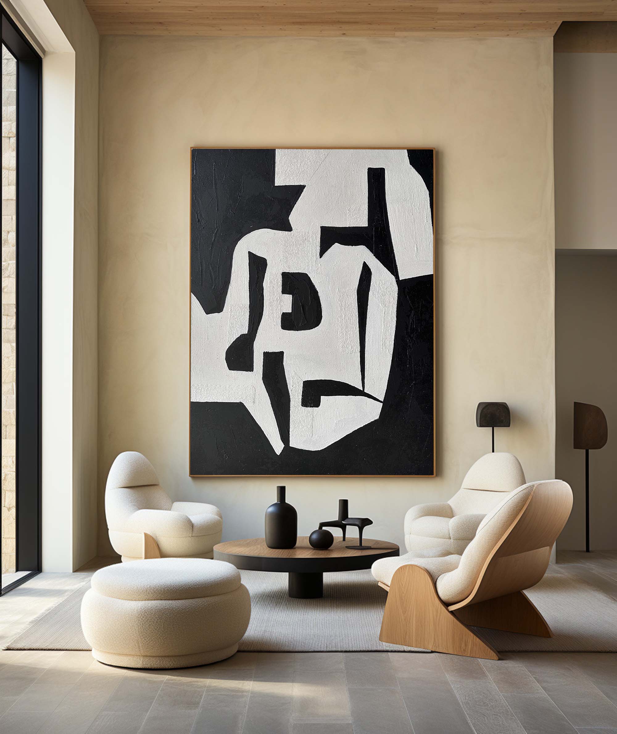 Black White Abstract Painting