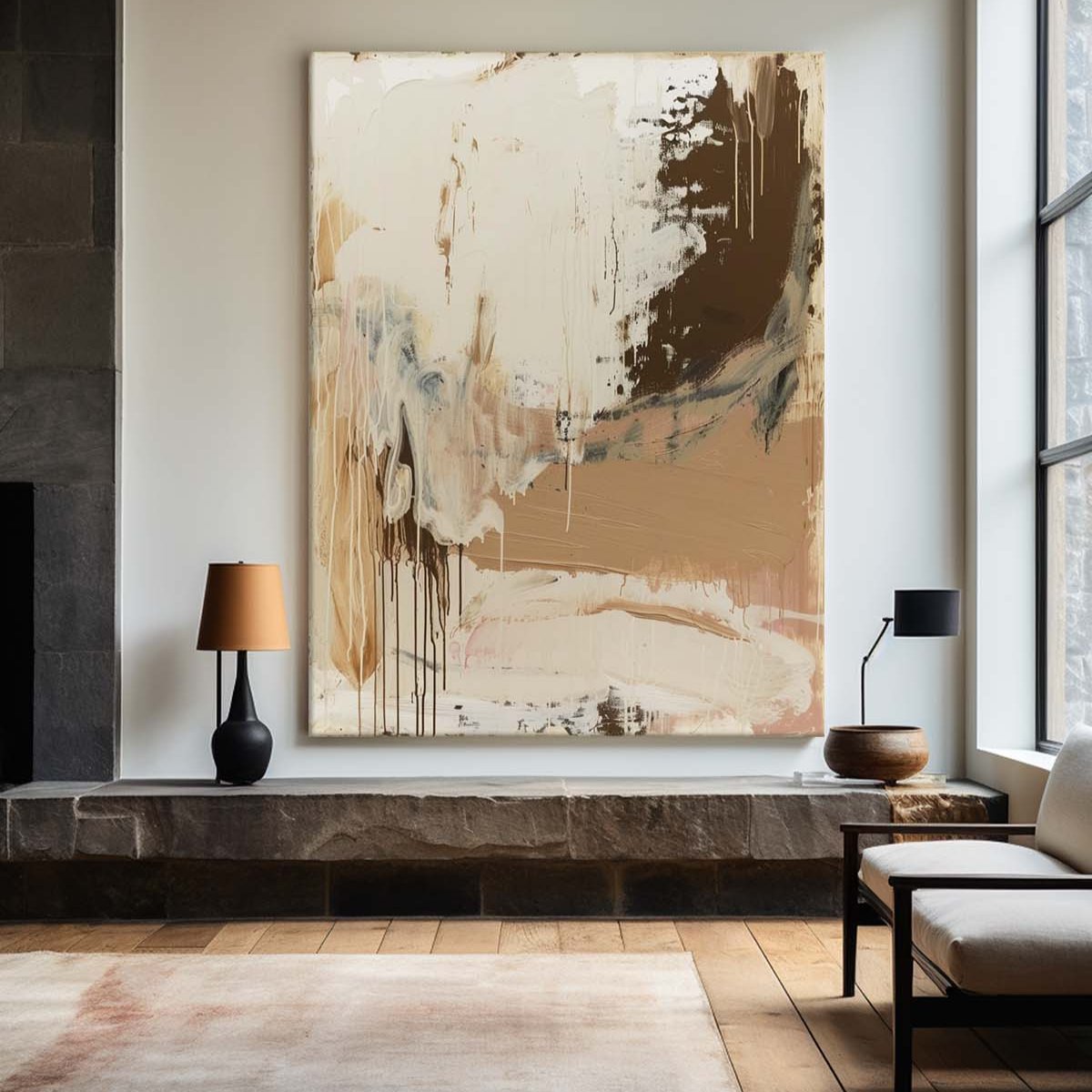 Earthy Tone Drip Abstract Canvas Wall Art