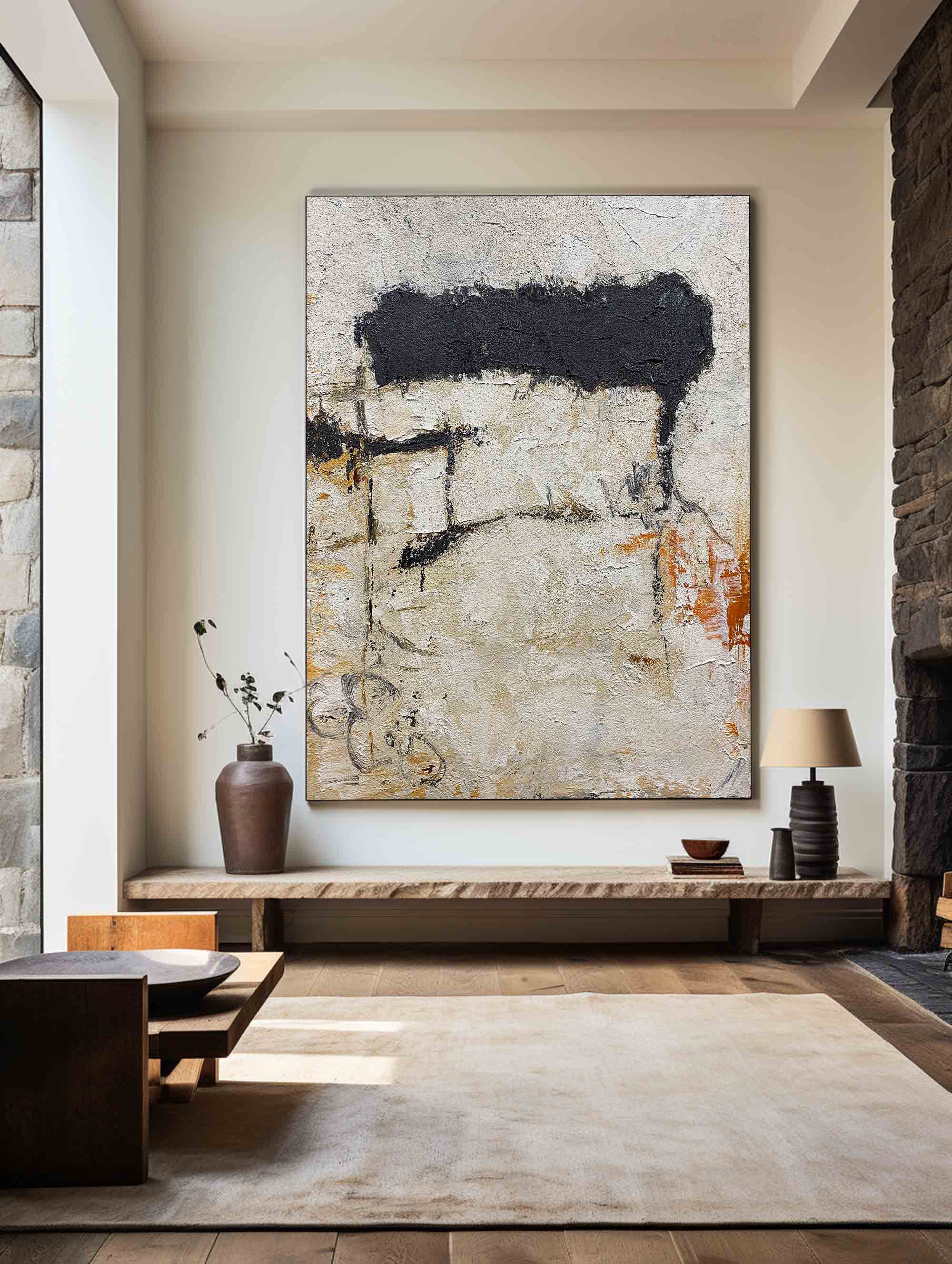 Rough Texture Wabi‑Sabi Abstract Hand‑Painted Artwork