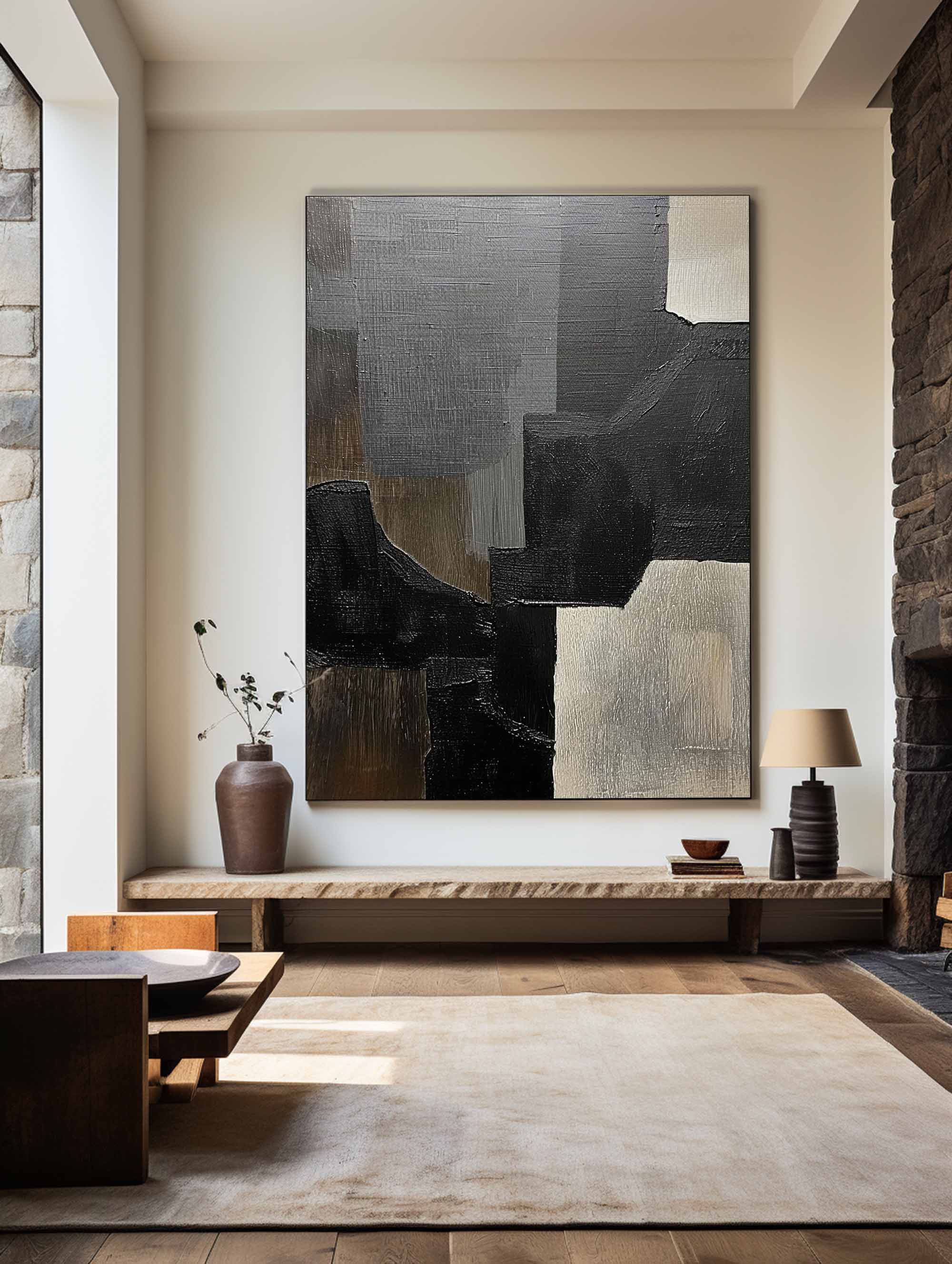 Black Gray Beige Geometric Painting