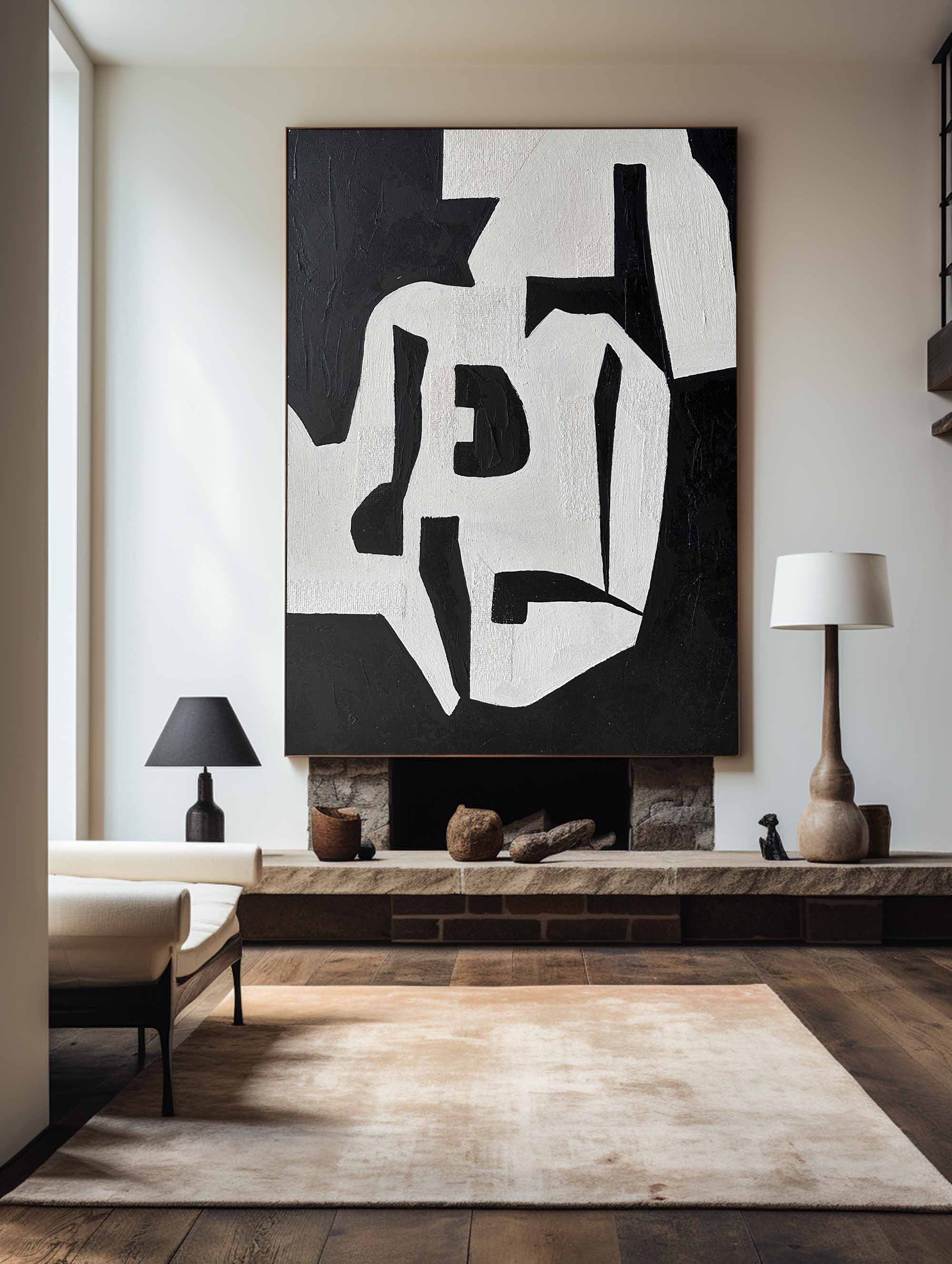 Black White Abstract Painting