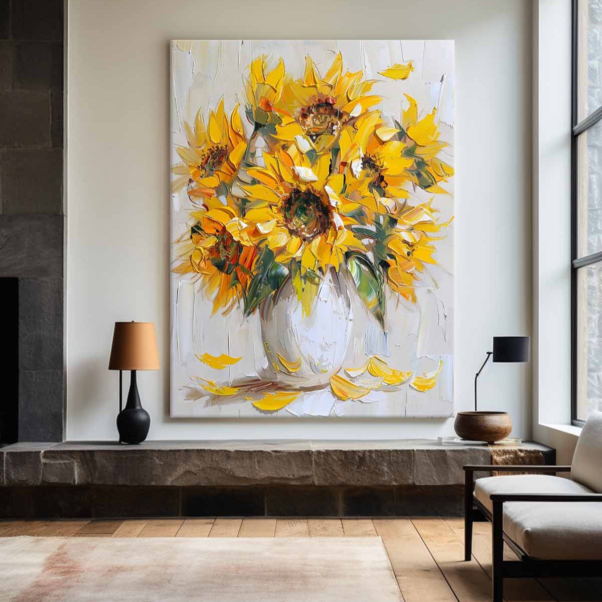 Yellow Sunflower Bouquet Floral  Painting