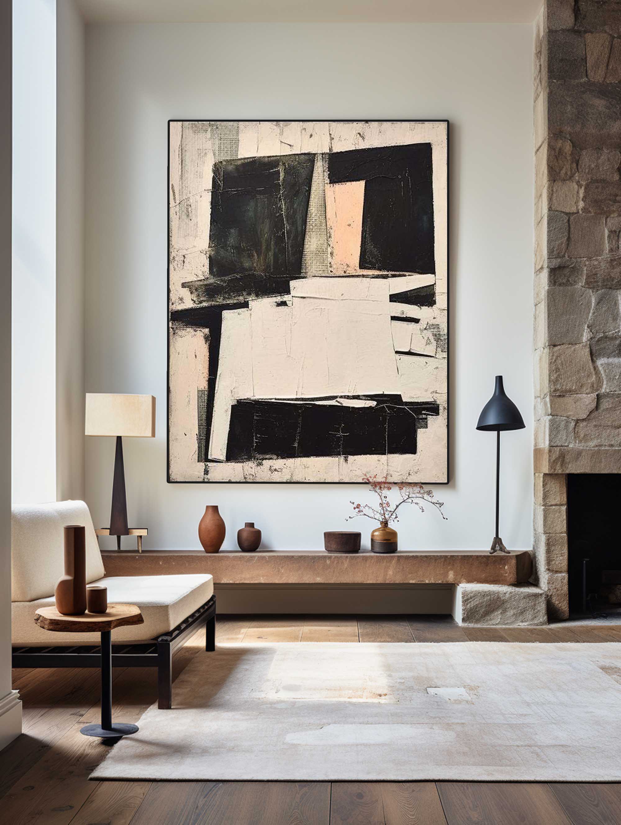 Vintage Block Abstract Canvas Wall Decor