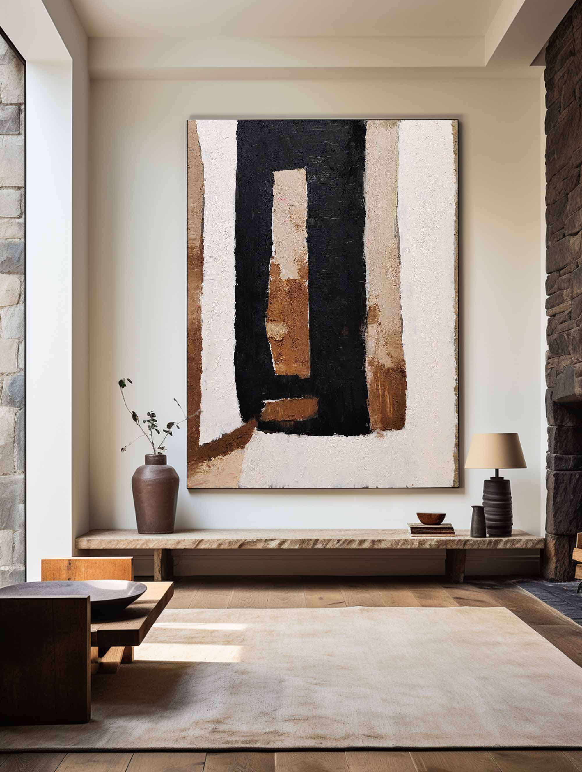 Black And Brown Abstract Painting ABAV172 - Neutralighting