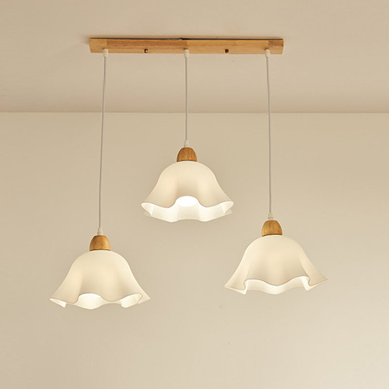 Muto Minimalist Flower Acrylic/Wood Pendant Light, White - Neutralighting