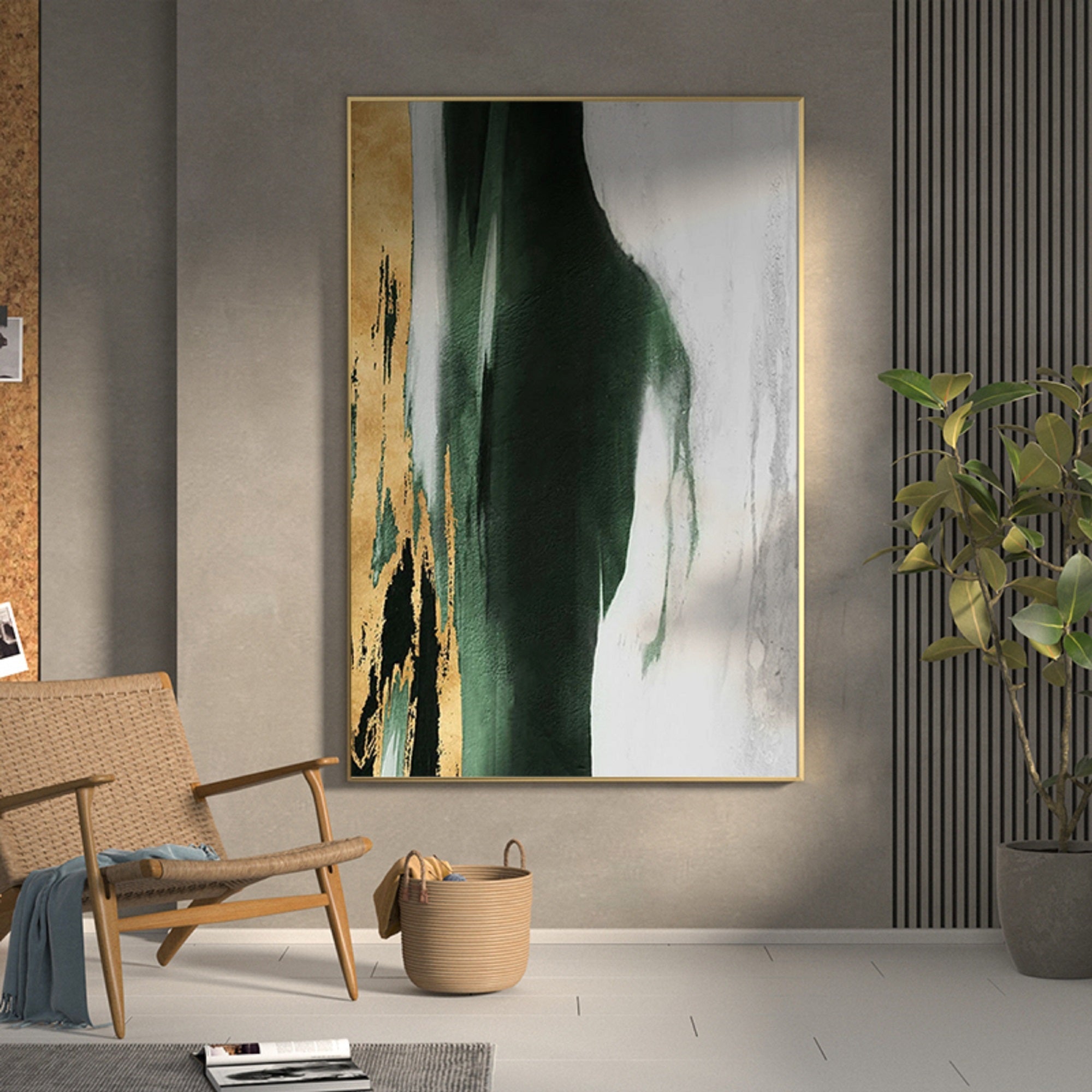 Green And Gold Abstract Painting