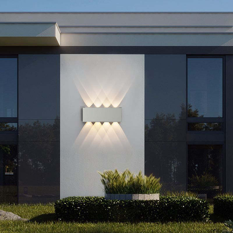 Tronix Modern Rectangular Metal Outdoor Wall Lamp, Black/White, Water-wave - Neutralighting