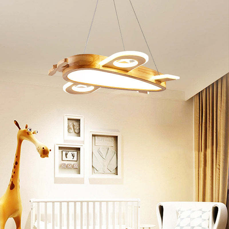 Arisha Modern Natural Creative DIY Children Airplane Shape Acrylic Pendant Light ,Wood - Neutralighting
