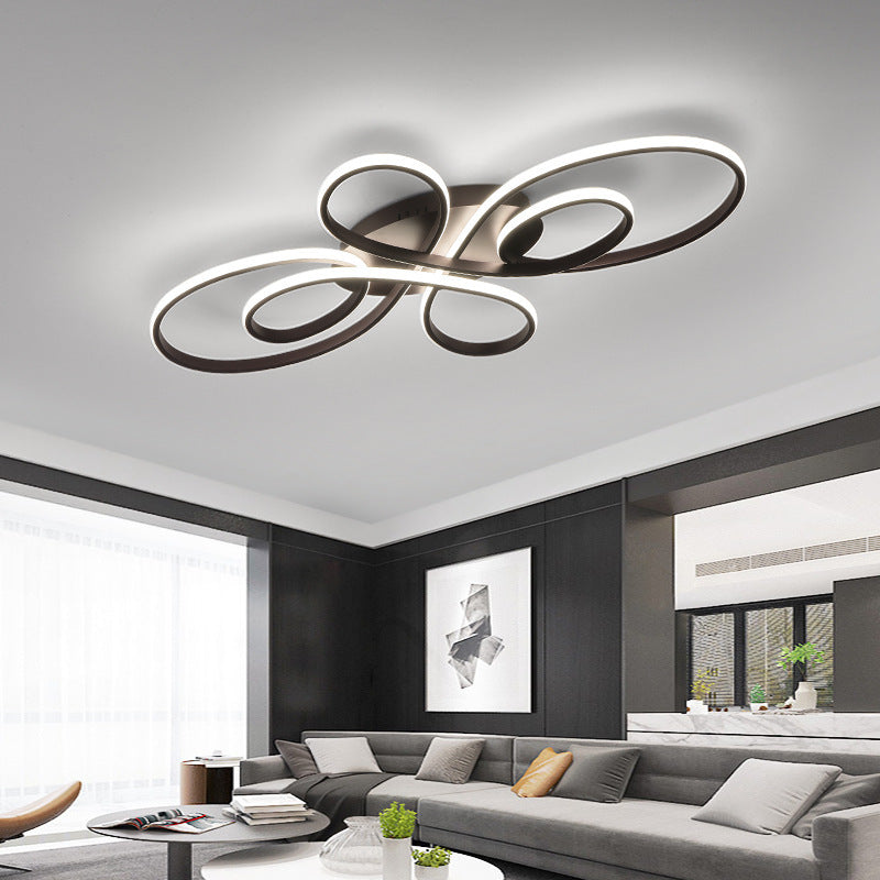 Brisa Modern LED Multi Rings Flush Mount Ceiling Light, Brown/White - Neutralighting