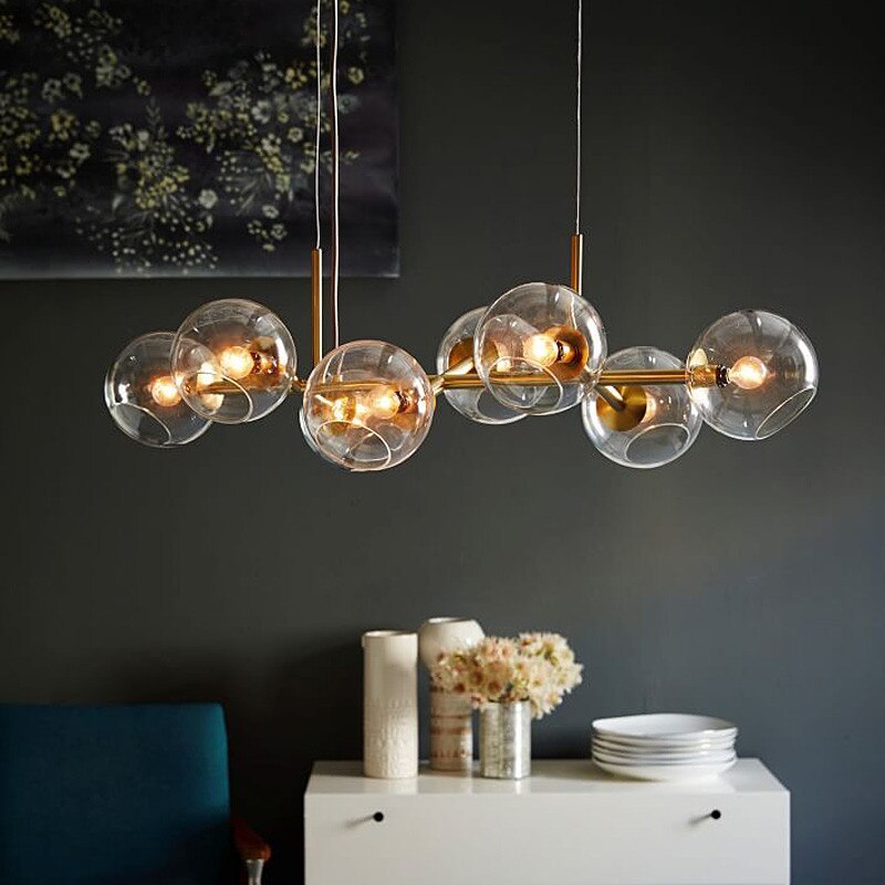Valentina Modern Glass Globe Bubble Pendant Light Black/Gold - Neutralighting