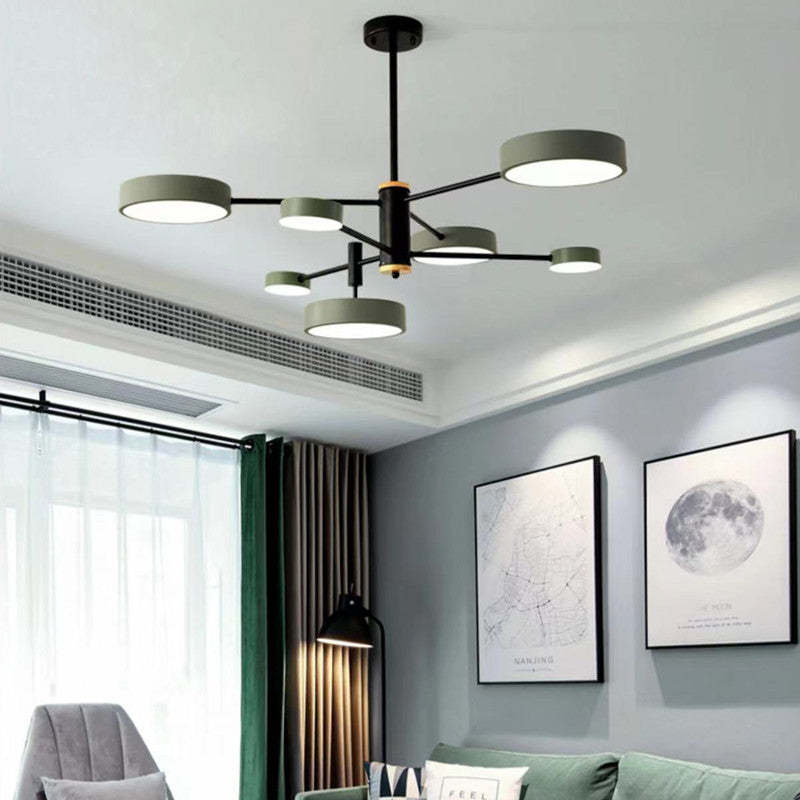 Arisha Pendant Light LED, Metal & Wood, Grey/White/Gold - Neutralighting
