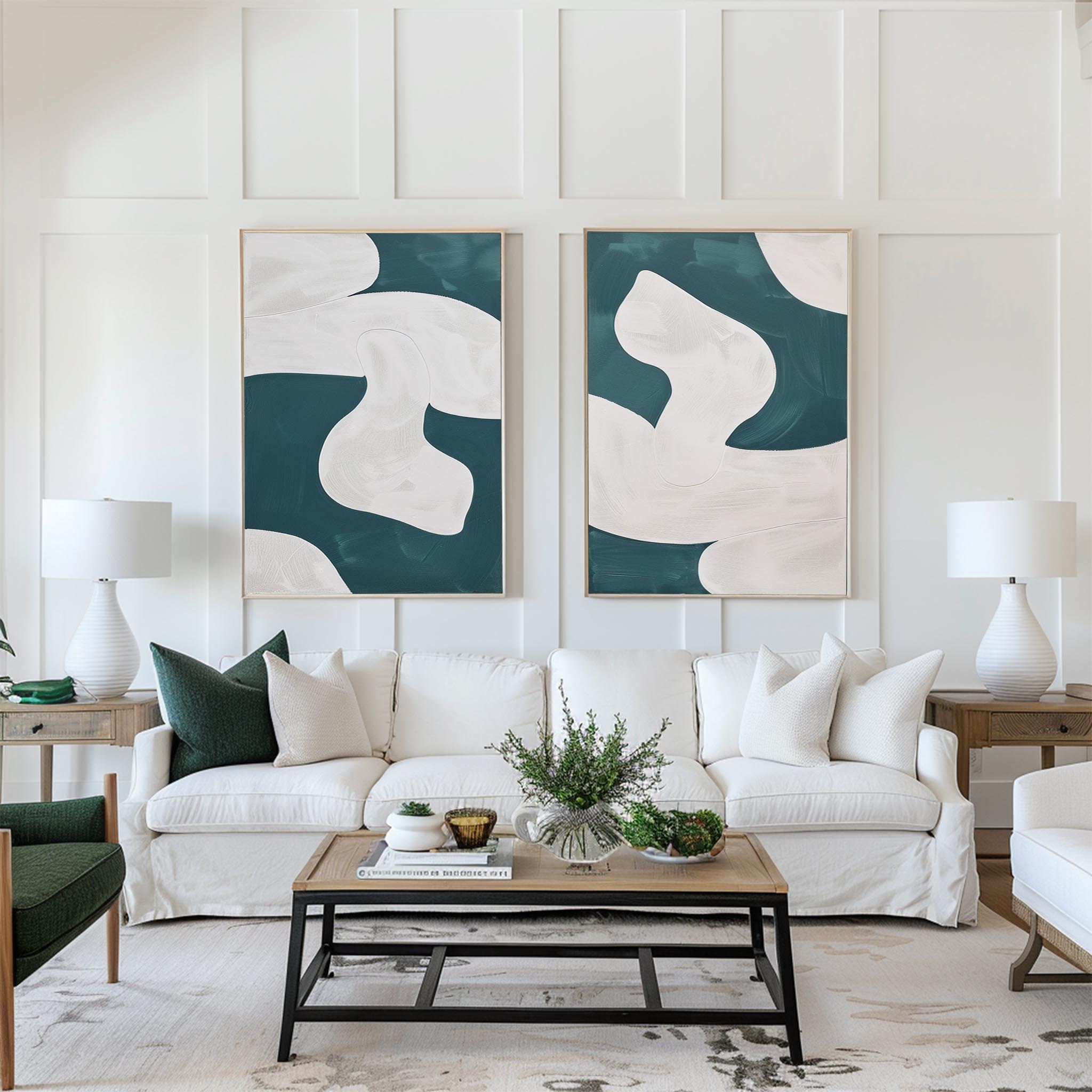 Organic Ivory Shapes Twin Panel