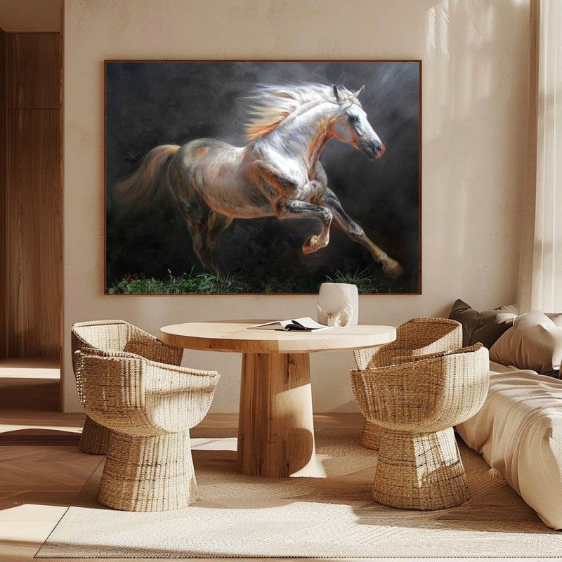 Running White Horse Painting