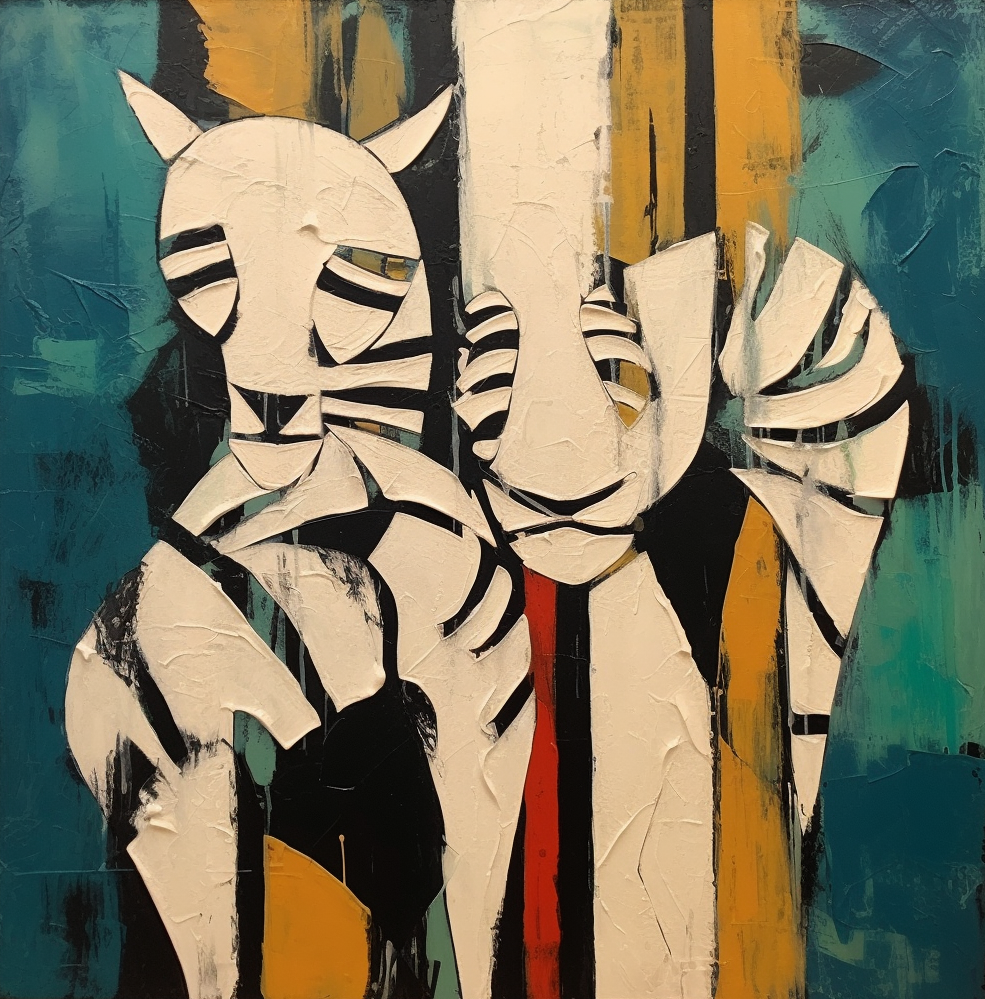 Wall Art Teal Yellow Abstract Tiger Plaster