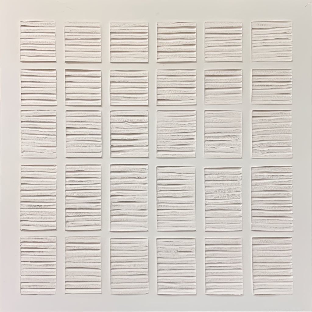 Wall Art White Grid 3D Relief Plaster Canvas Matte