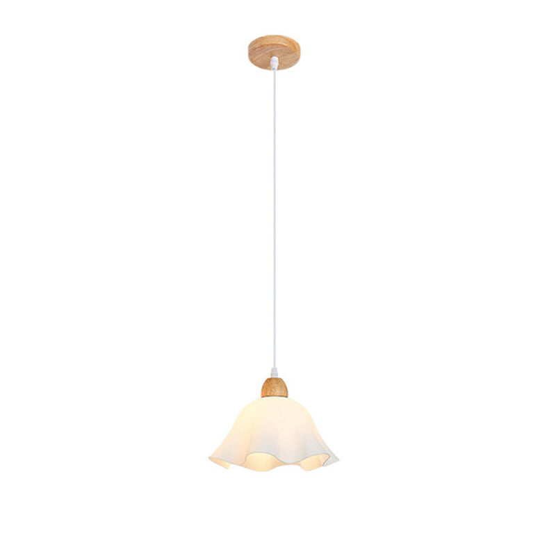Muto Minimalist Flower Acrylic/Wood Pendant Light, White - Neutralighting