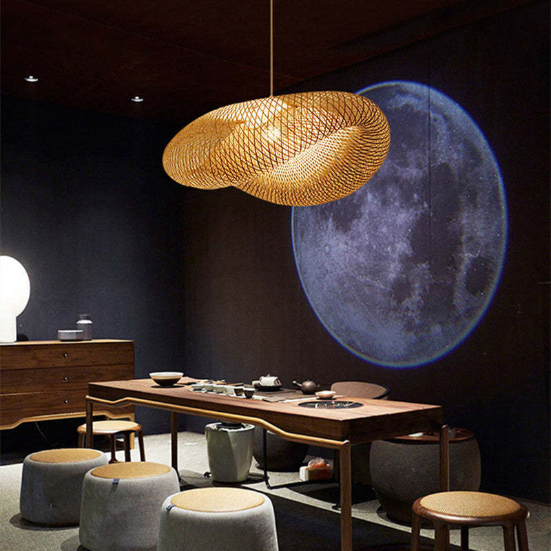 Rinwa Natural Pendant Light for Dining Room/Kitchen Island, Bamboo