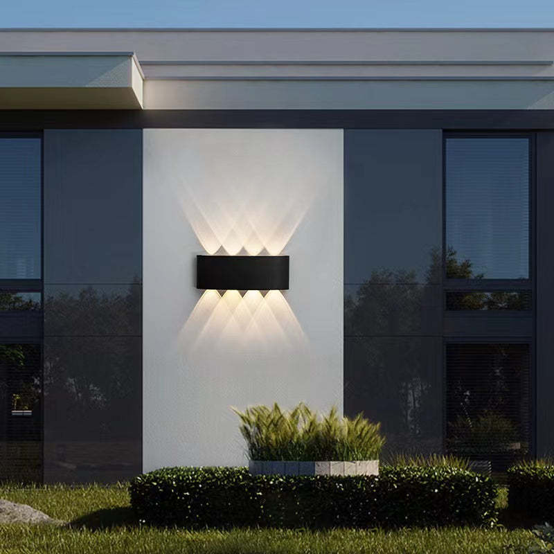 Tronix Modern Rectangular Metal Outdoor Wall Lamp, Black/White, Water-wave - Neutralighting