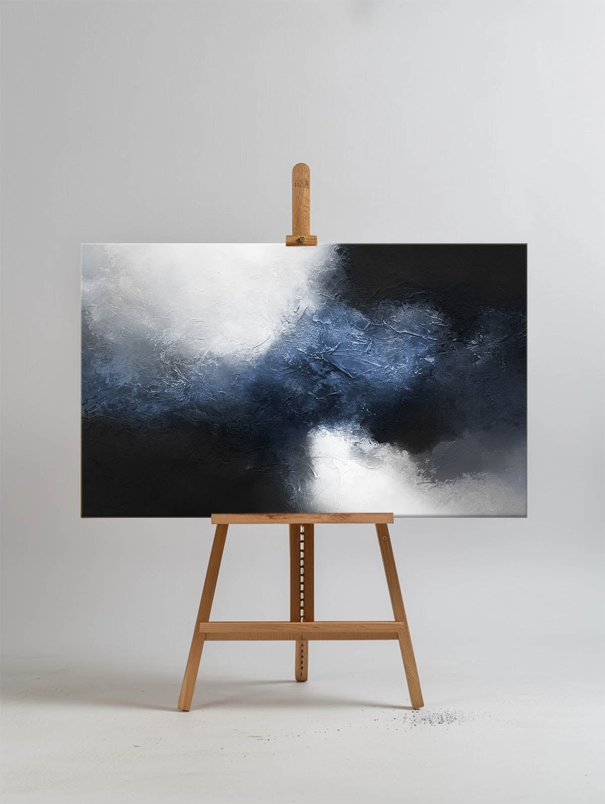 Deep Blue Mist Abstract Horizontal Canvas Art