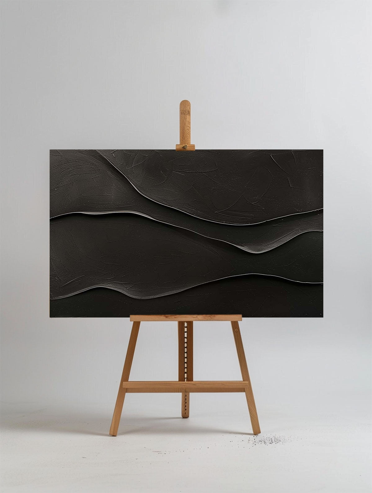 Black Layered Wave Textured Painting