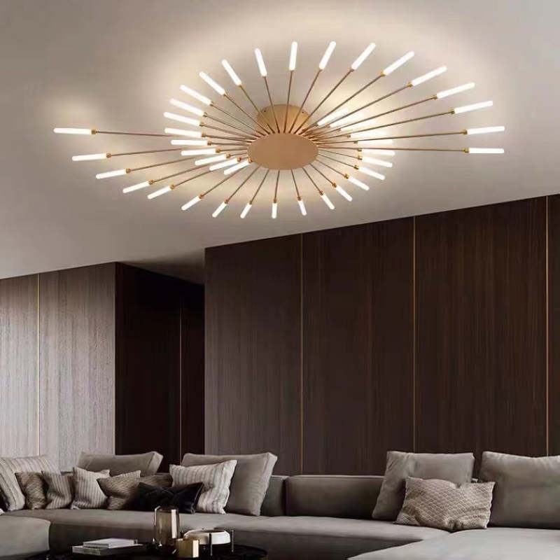 Wesley Flush-Mount Ceiling Light Fireworks, Black/Gold