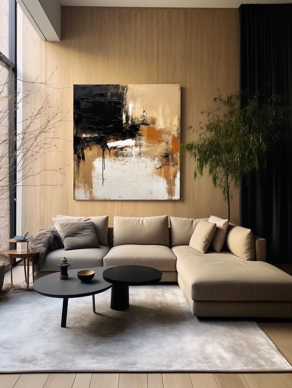 Black Gold Abstract Textured Painting