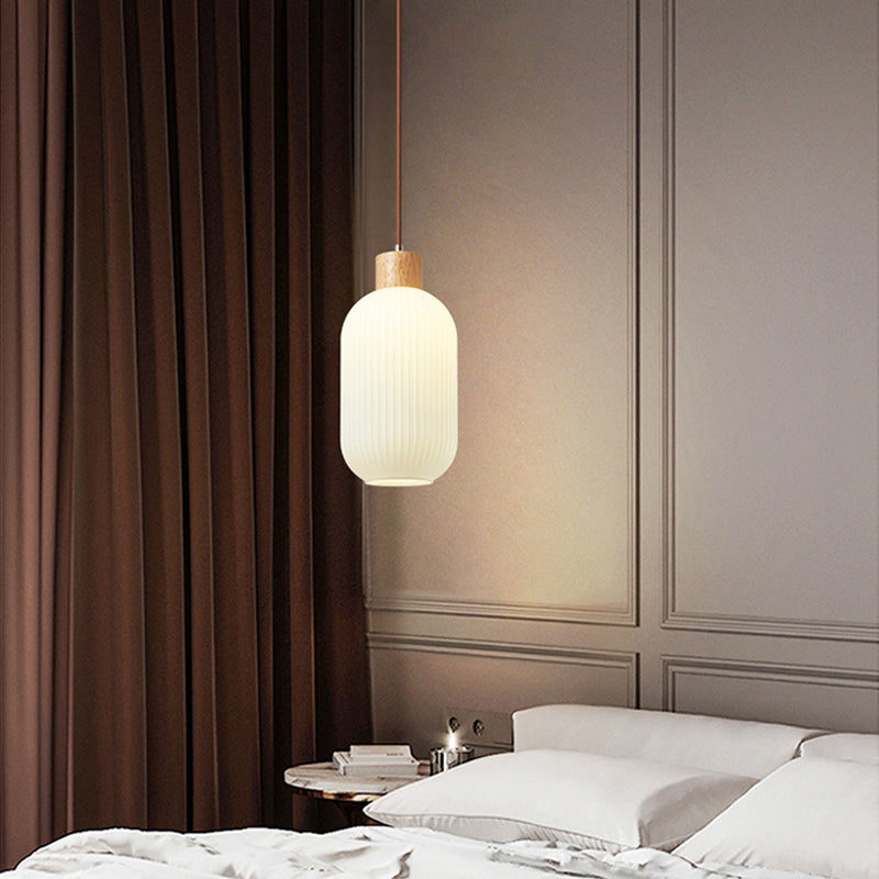 Muto Modern Wood/Glass Pendant Light, White - Neutralighting