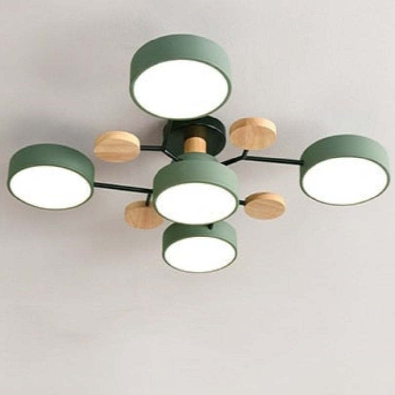 Arisha Ceiling Light, Wood Round for Living Room - Neutralighting