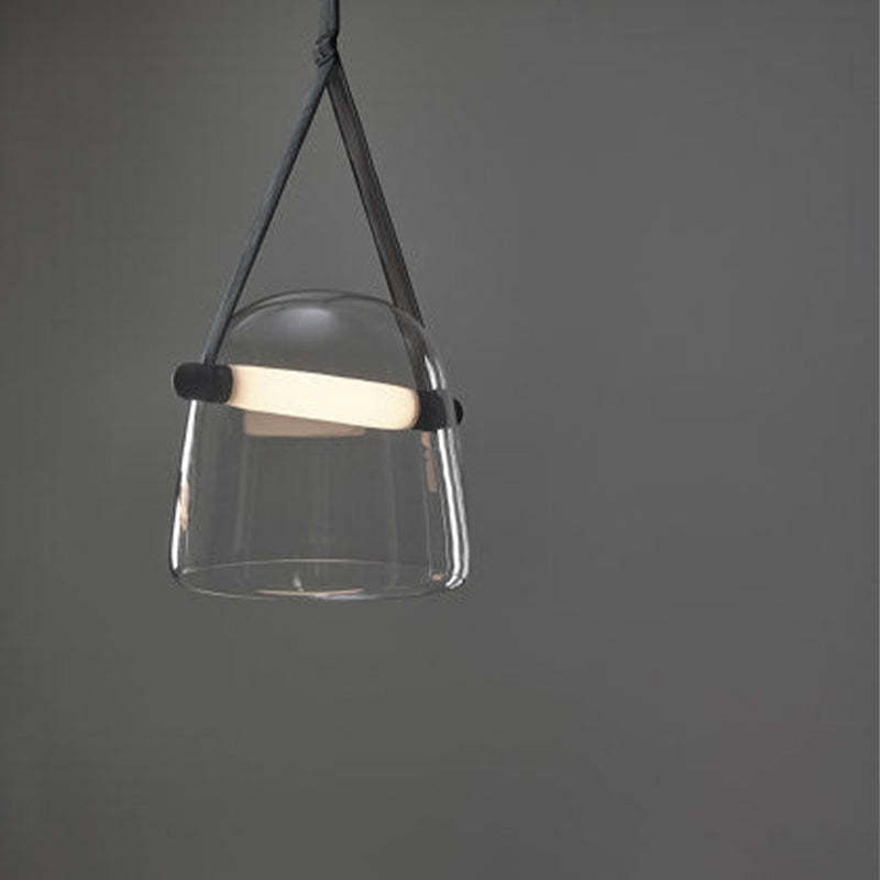 Valentina Modern Nordic Leather/Glass Pendant Light, Grey/White - Neutralighting