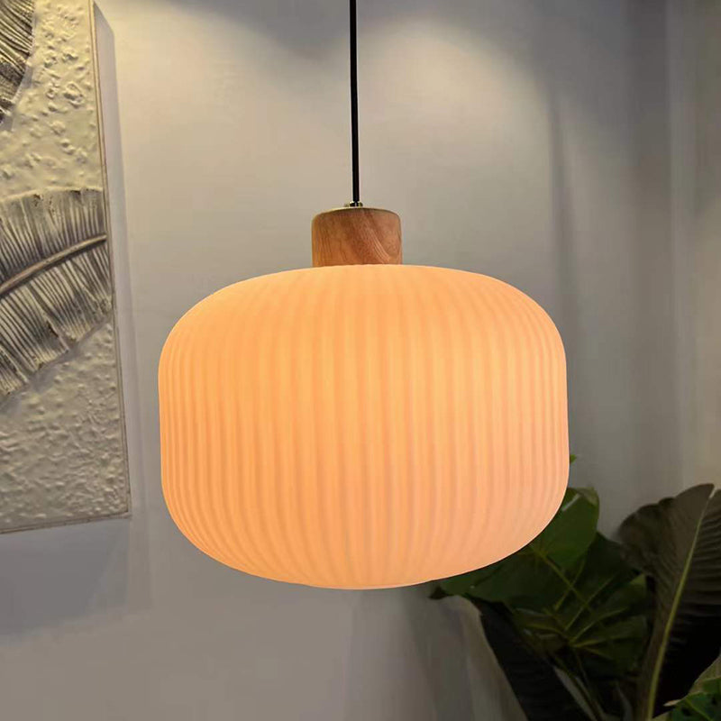 Muto Modern Wood/Glass Pendant Light, White - Neutralighting