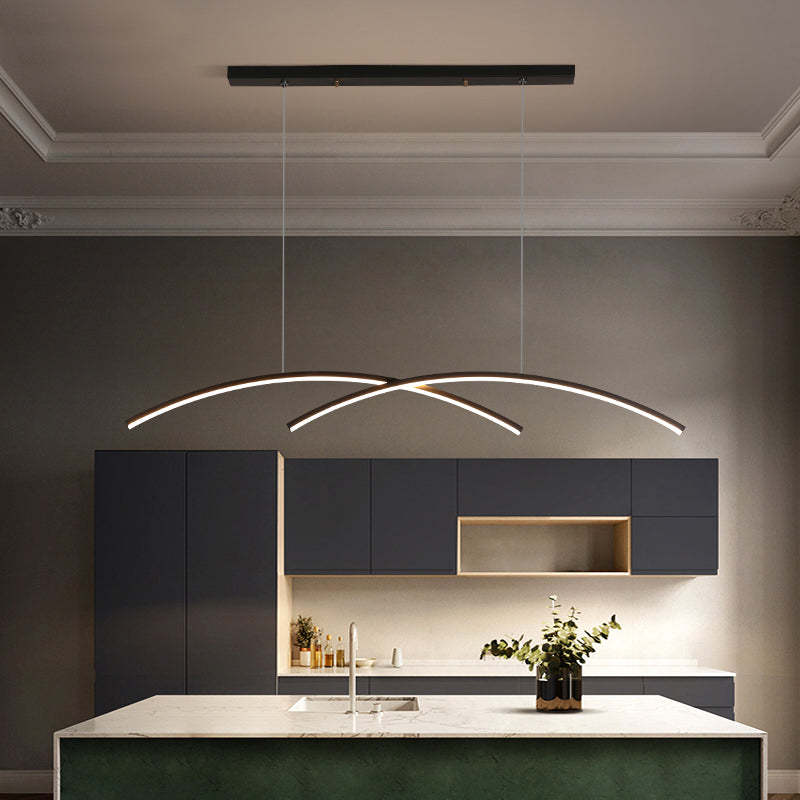 Arisha Pendant Light Linear/Double Curve Modern, Metal, Black/Gold - Neutralighting