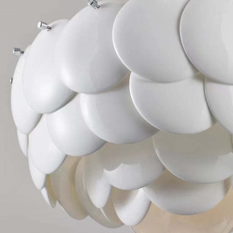 Arisha Wihte Art Deco Chandelier Light Fixture, Ceramic Leaf & Metal - Neutralighting