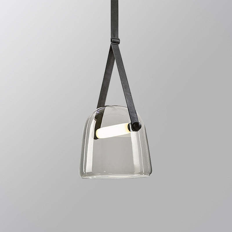 Valentina Modern Nordic Leather/Glass Pendant Light, Grey/White - Neutralighting