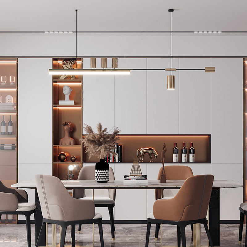 Arisha Modern Minimalist Liner Pendant Light, Gold/Black 5 Head - Neutralighting