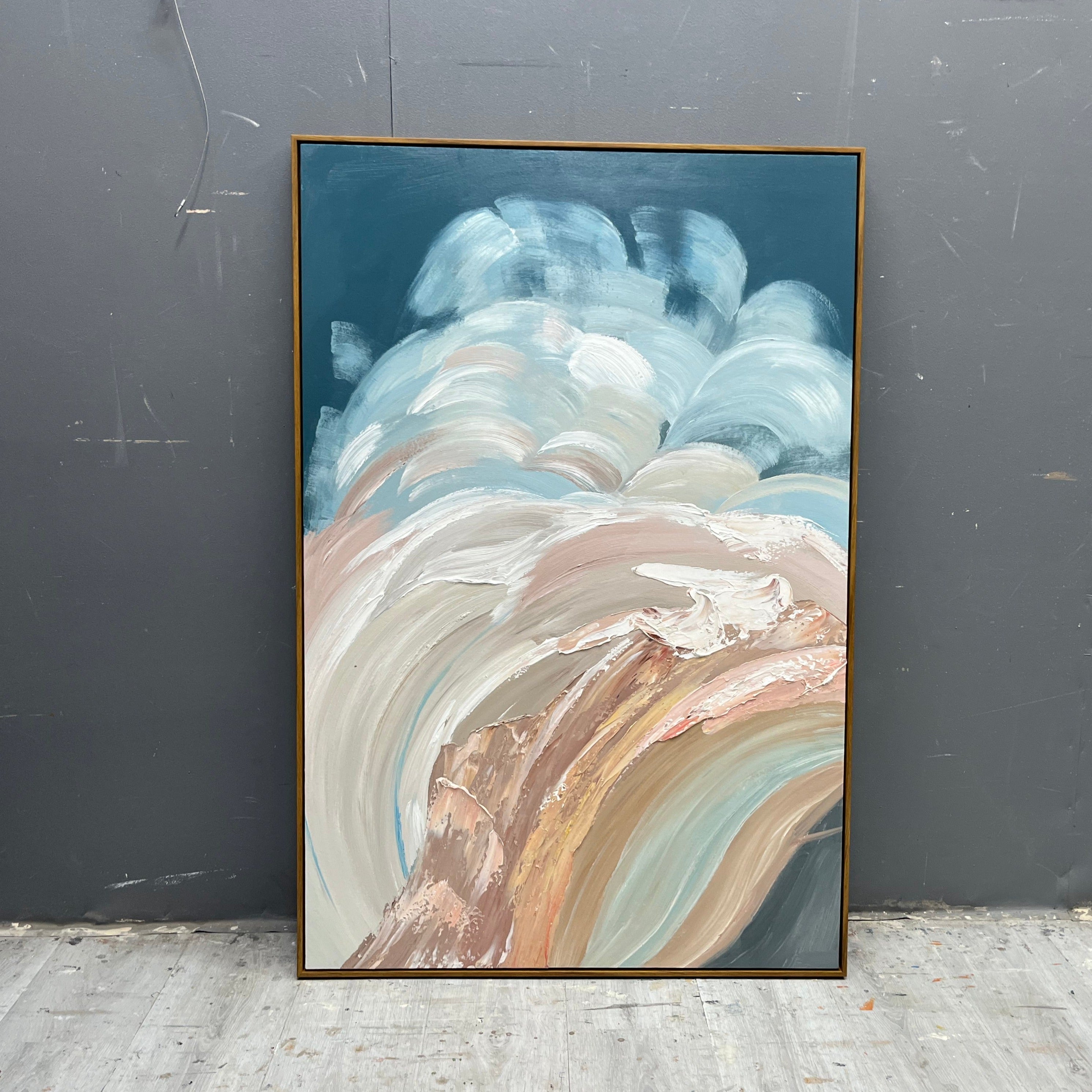 Abstract Coastal Waves Textured Canvas Wall Art