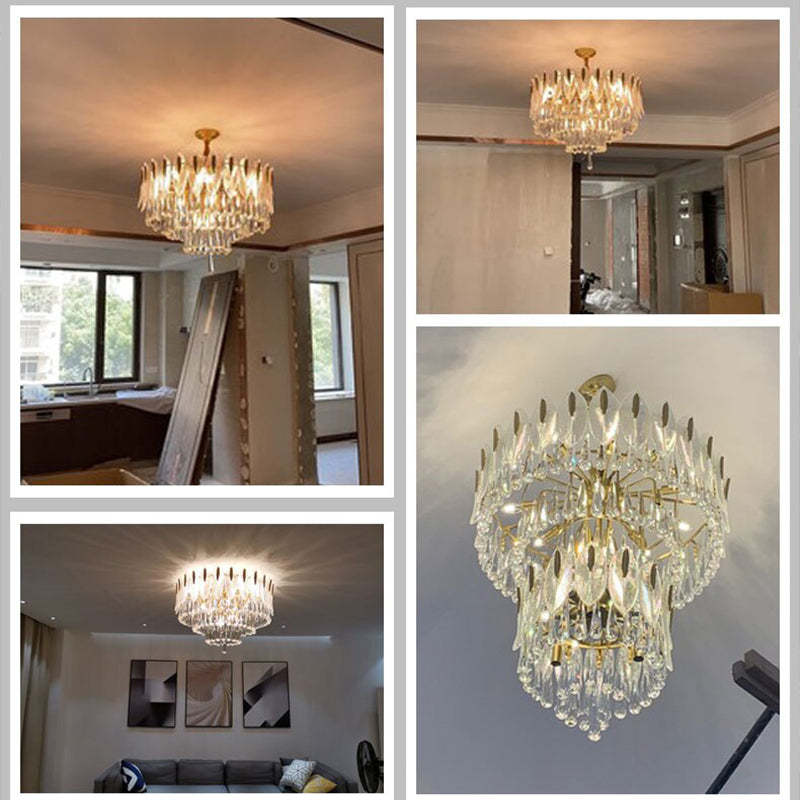 Arisha Luxury Feather Crystal Chandelier, Living Room - Neutralighting