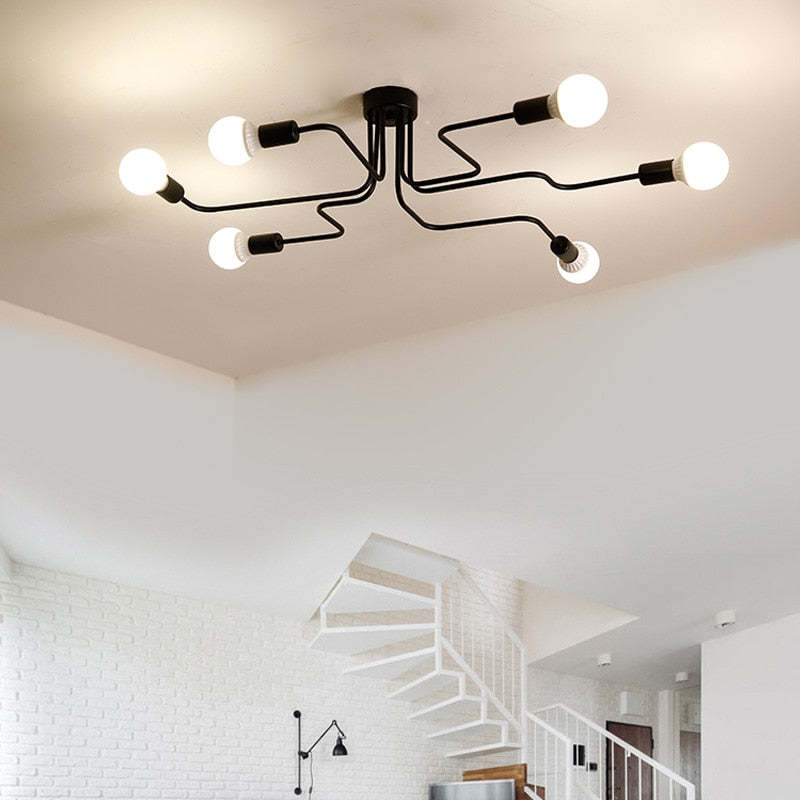 Arisha Vintage Modern Minimalist Industrial Metal Black Ceiling Lamp - Neutralighting
