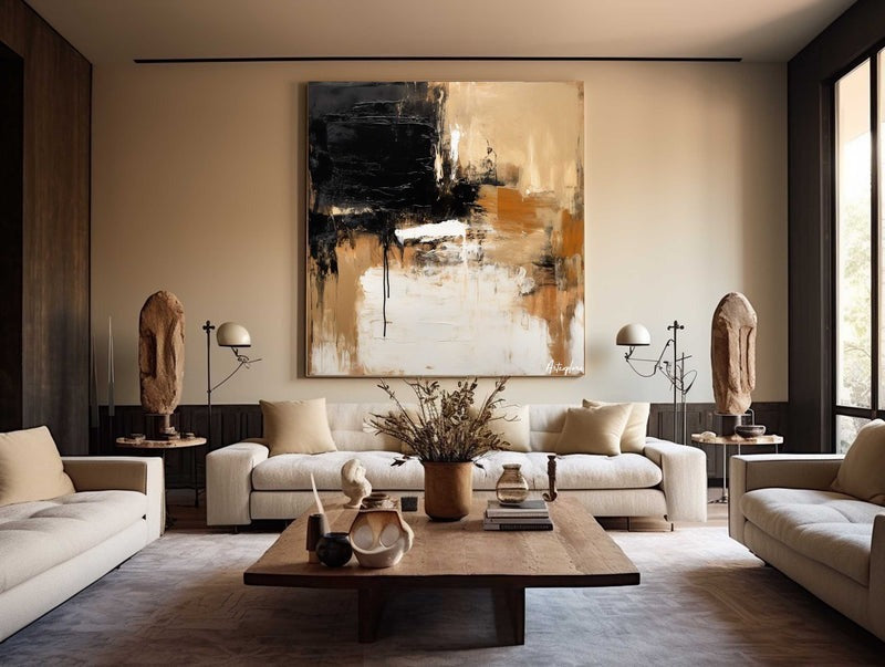 Black Gold Abstract Textured Painting
