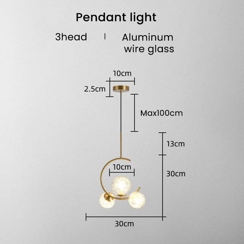 Valentina Modern Glass Globe Pendant Light, Metal & Glass, 3 Style - Neutralighting