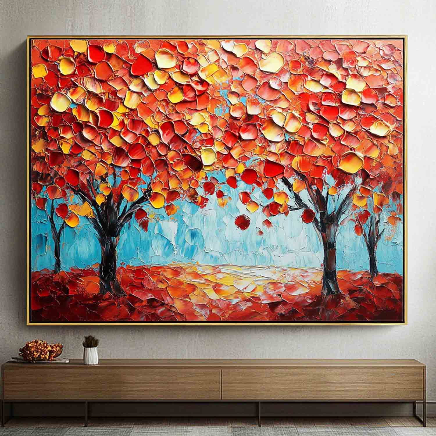 Autumn Canopy Trees Vibrant Landscape Art